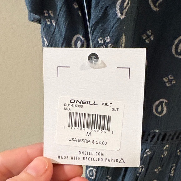 O'Neill Teal Paisley Mini Dress - Picture 2 of 3